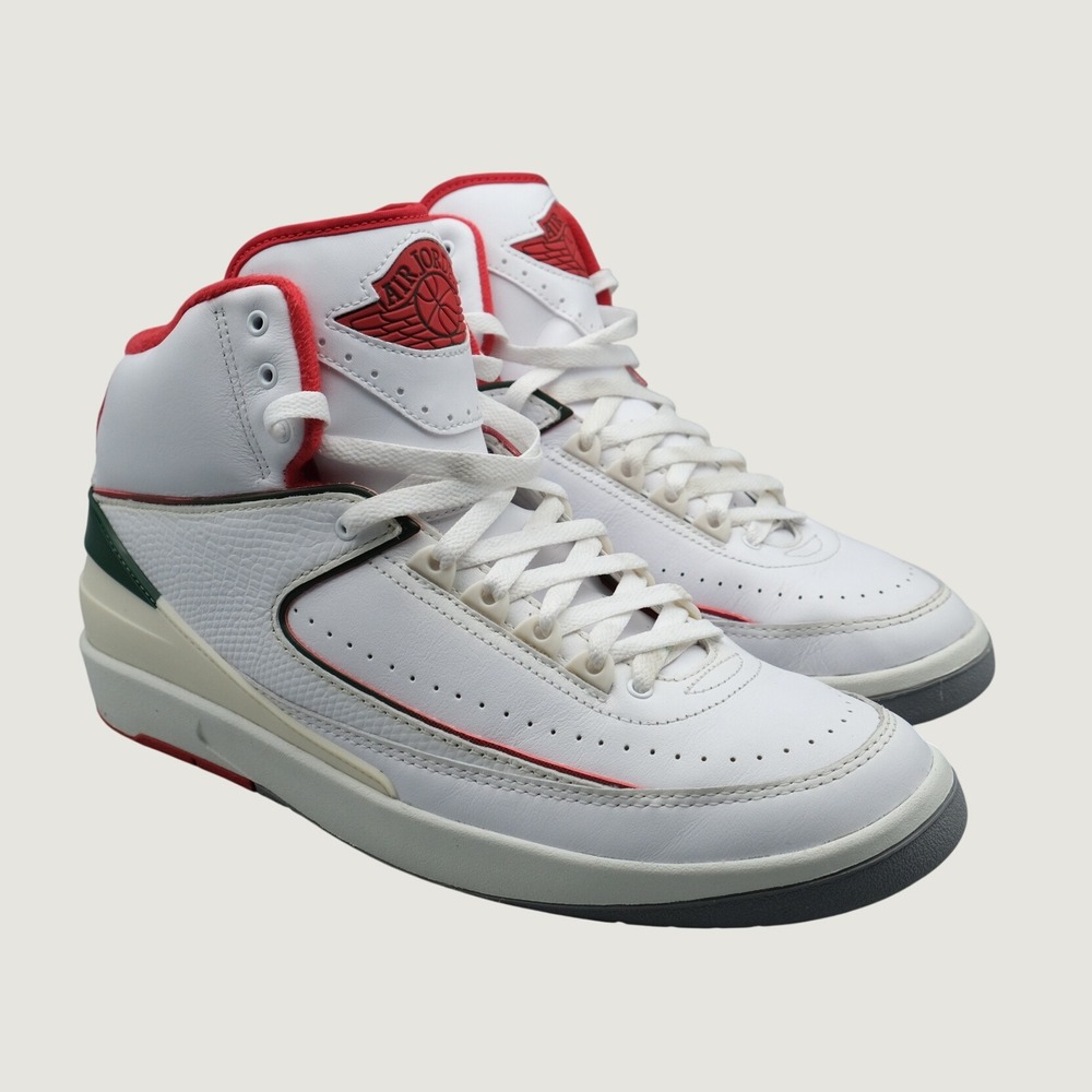 Jordan 2 Retro Mens White Red Green Christmas Aesthetic Size 11 DR8884-101